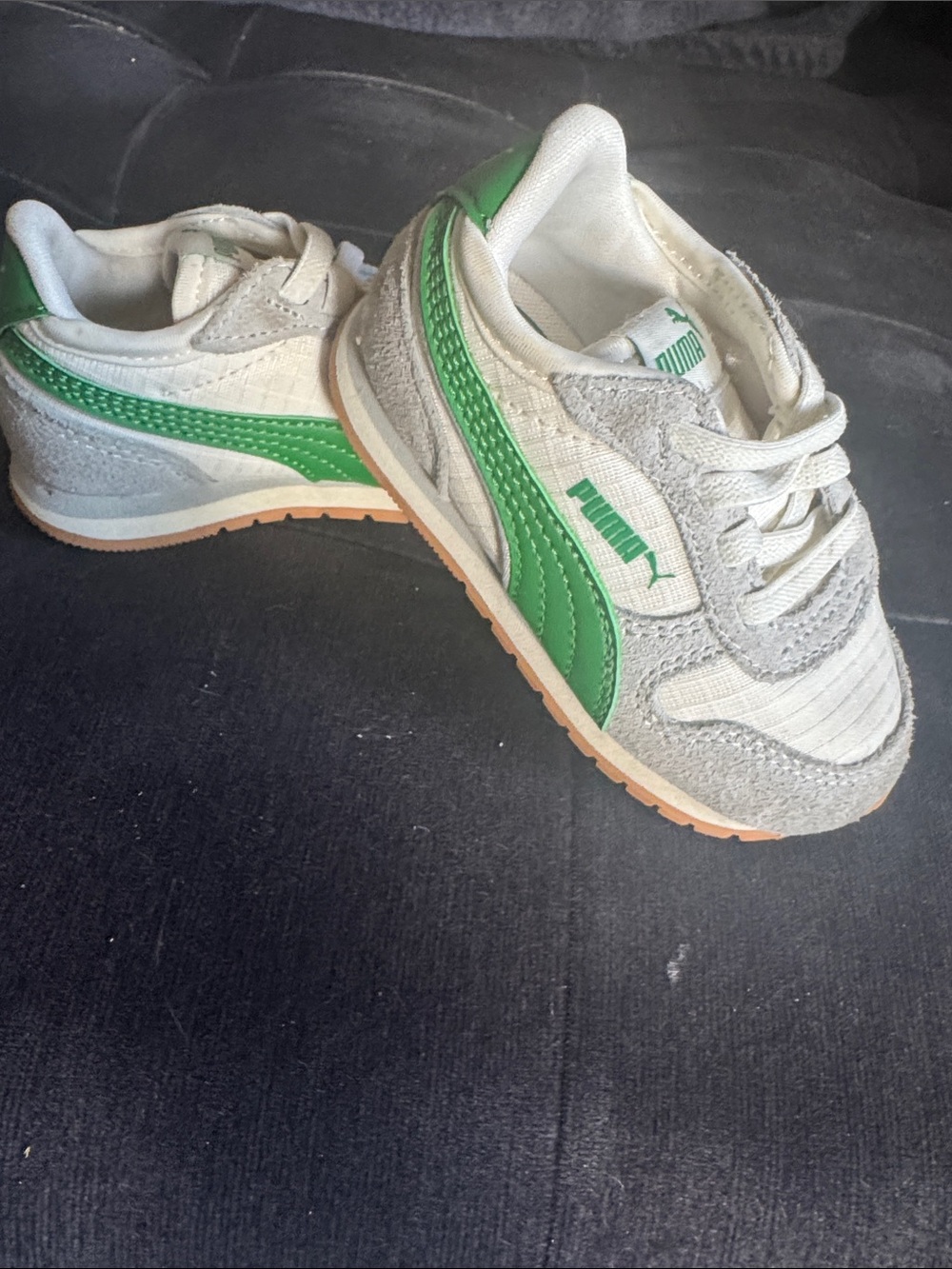 Puma Kids Green and Gray Retro Runner Sneakers